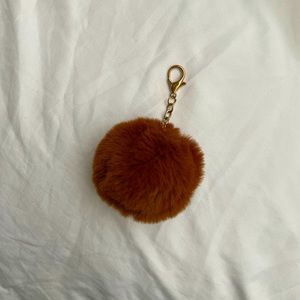Brown Pom Pom Keychain